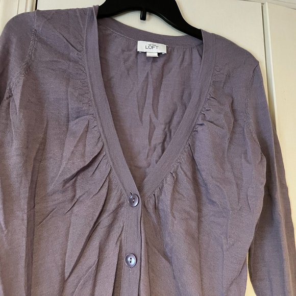 Loft Lilac 69% Wool Long Sleeve Cardigan Sweater - Medium - Picture 3 of 6